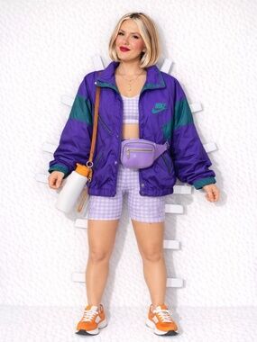 VINTAGE purple and teal windbreaker NIKE jacket, size S oversize,